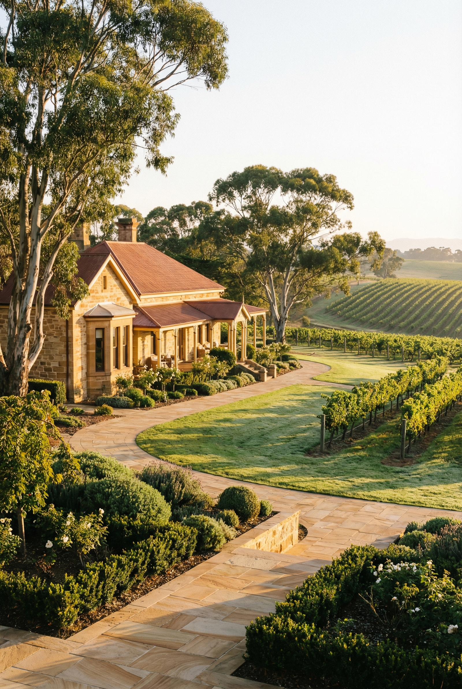 Luxury resort with manicured gardens and Hunter Valley vineyards