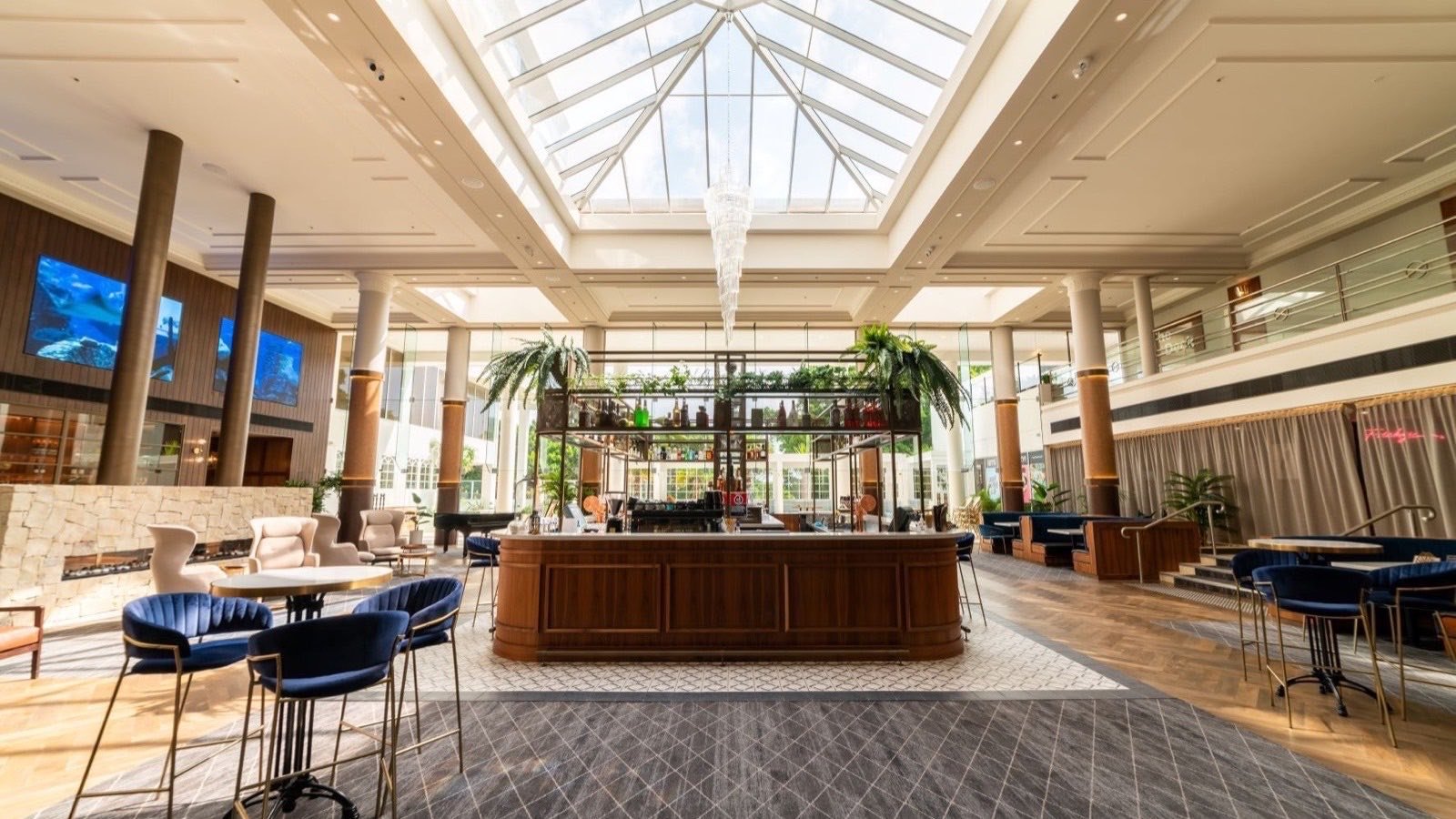 The light-filled atrium bar and lounge at Novotel Wollongong Northbeach